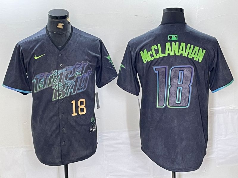 Men Tampa Bay Rays #18 McClanahan Nike MLB Limited City Connect Black 2024 Jersey style 3